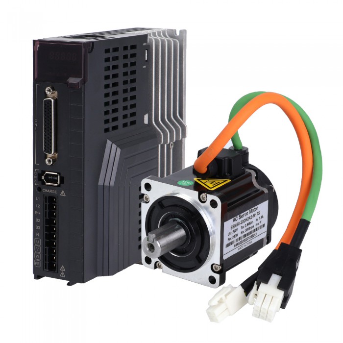 Kit servomotore CA da 200 W 3000 giri/min 0,64 Nm con servoazionamento e codificatore a 17 bit IP65 serie E6