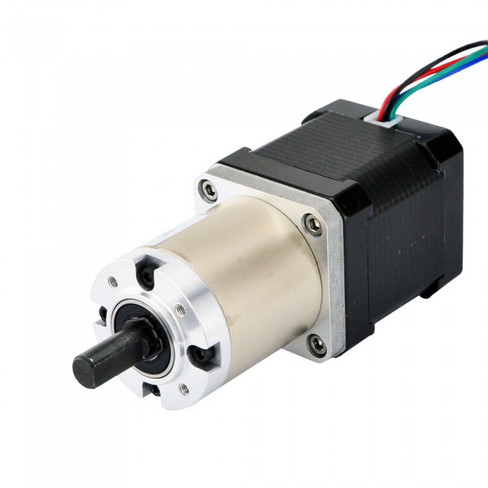 Motore passo-passo Nema 17 bipolare Lunghezza=48mm 44Ncm 0,035 gradi 1,68A 2,8V con riduttore epicicloidale 51:1
