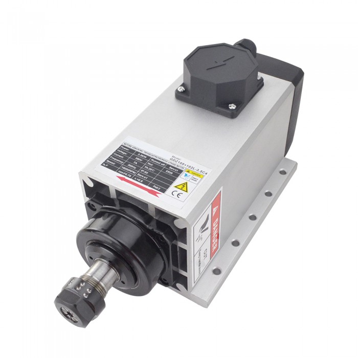 3,5KW Motore mandrino raffreddato ad aria quadrato 380V 18000RPM 300Hz ER20 Collet VFD Motore mandrino CNC