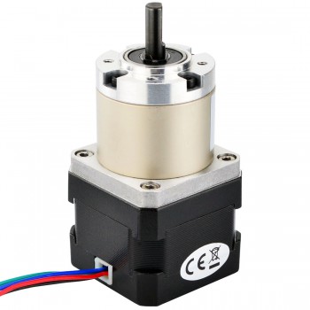 Motore passo-passo Nema 17 bipolare L=33mm 26Ncm 0,067 gradi 0,4A 12V con riduttore epicicloidale 27:1