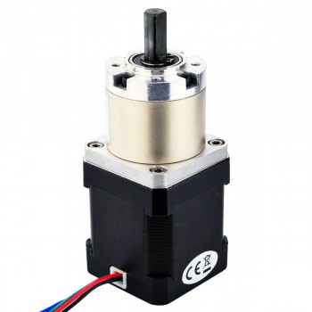 Motore passo-passo Nema 17 bipolare Lunghezza=48mm 44Ncm 0,094 gradi 1,68A 2,8V con riduttore epicicloidale 19:1