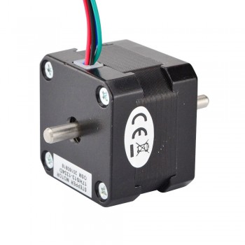 Motore passo-passo Nema 17 a doppio albero bipolare 1,8 gradi 22Ncm (31oz.in) 1,33A 2,8V 42x33mm 4 fili