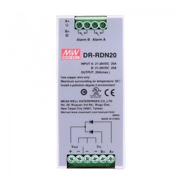 DR-RDN20 Mean Well Alimentatore CNC Modulo di ridondanza 24VDC 20A Alimentatore su guida DIN