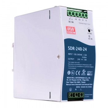 Alimentatore CNC Mean Well SDR-240-24 240W 24VCC 10A 115/230VCA con funzione PFC Alimentatore su guida DIN