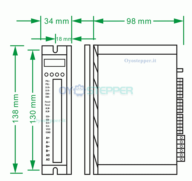 OK2D57ECS Driver passo-passo ad anello chiuso 0~6.2A 24~60VDC per motore passo-passo Nema 23, Nema 24